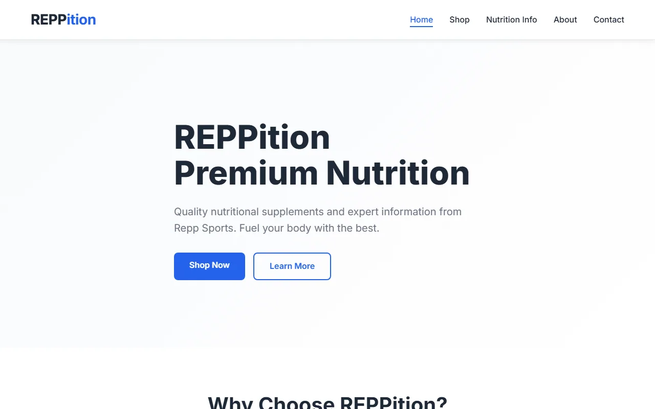 REPPition Premium Nutrition website