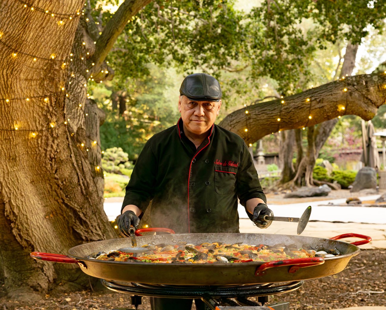 Chef Gabriel cooking paella